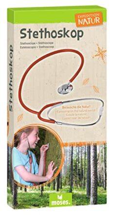 moses. Expedition Natur Stethoskop für Kinder, funktionsfähiges Abhörgerät für Natur-, Atem- und Herzgeräusche, hochwertiges Kinderstethoskop mit Kunststoffummantelung und abnehmbaren Ohrenoliven  