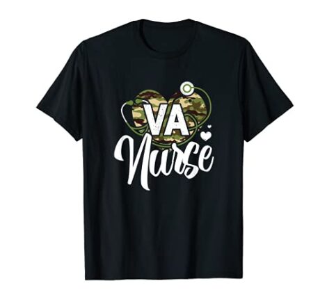 VA Schwestern-Stethoskop, Camouflage, Herz T-Shirt  